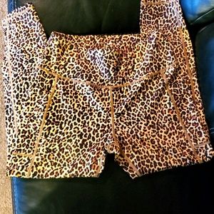 Leopard print workout pants. Pockets both sides.